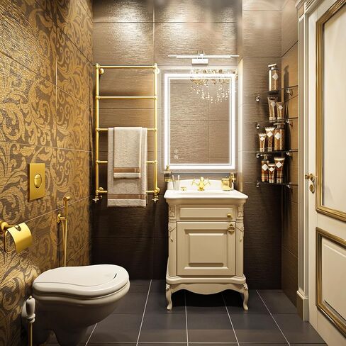 مرآة حمام LED SaniteModar مقاس 32 × 24 بوصة، مرآة LED بإضاءة أمامية وخلفية، مرآة حمام مضادة للضباب قابلة للتعتيم 3 ألوان، مرآة مكياج مثبتة على الحائط مع لمسة in Kuwait