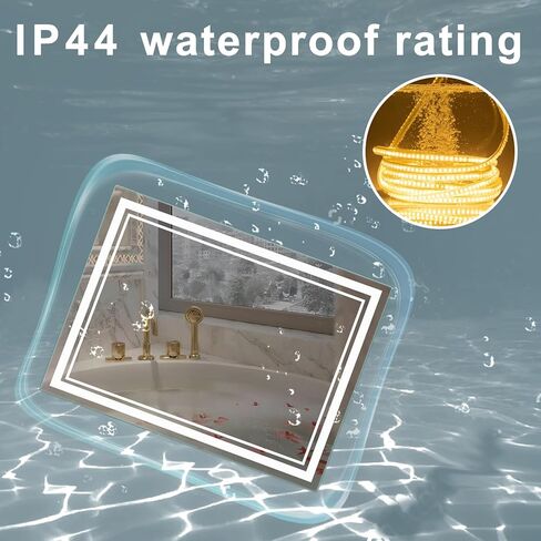 مرآة حمام LED SaniteModar مقاس 32 × 24 بوصة، مرآة LED بإضاءة أمامية وخلفية، مرآة حمام مضادة للضباب قابلة للتعتيم 3 ألوان، مرآة مكياج مثبتة على الحائط مع لمسة in Kuwait