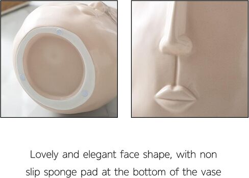 مزهرية سيراميك للديكور، مزهرية زهرة على شكل وجه، مزهريات زهرية عصرية للطاولة لغرفة المعيشة وديكور المنزل الداخلي، قطع مركزية/ترتيبات الزفاف، الجزء السفلي مقاوم للماء in Kuwait