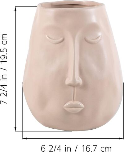 مزهرية سيراميك للديكور، مزهرية زهرة على شكل وجه، مزهريات زهرية عصرية للطاولة لغرفة المعيشة وديكور المنزل الداخلي، قطع مركزية/ترتيبات الزفاف، الجزء السفلي مقاوم للماء in Kuwait