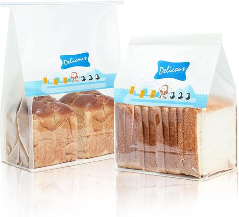 Funcoo 50 Paper Bread Bags for Home Bread Sourdough Bread Bakery Storage Bags with Window/Ties, Large Bakery Bread Loaf Bags for Baked Goods Packaging in Saudi Arabia