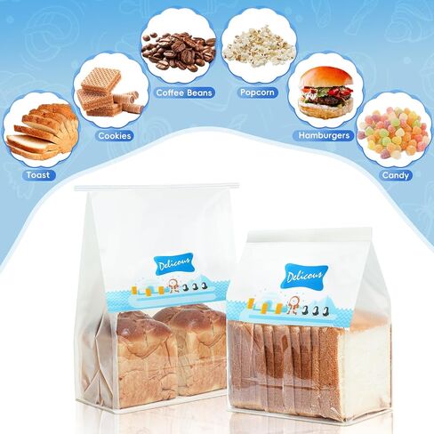Funcoo 50 Paper Bread Bags for Home Bread Sourdough Bread Bakery Storage Bags with Window/Ties, Large Bakery Bread Loaf Bags for Baked Goods Packaging in Saudi Arabia