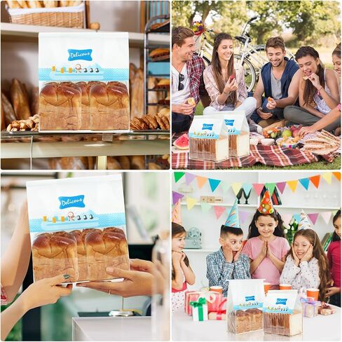 Funcoo 50 Paper Bread Bags for Home Bread Sourdough Bread Bakery Storage Bags with Window/Ties, Large Bakery Bread Loaf Bags for Baked Goods Packaging in Saudi Arabia