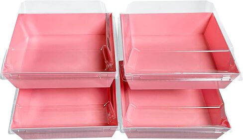 علبة فحم مربعة باللون الوردي مقاس 5 بوصات من CHERRY مع أغطية شفافة، صناديق آمنة للمخبز من الورق المقوى مقاس 5.4 × 5 بوصات لصناديق الطعام والحلوى الصغيرة، حاوية شريحة كعكة من صندوق بينتو الورقي، عبوة من 30 قطعة in Kuwait