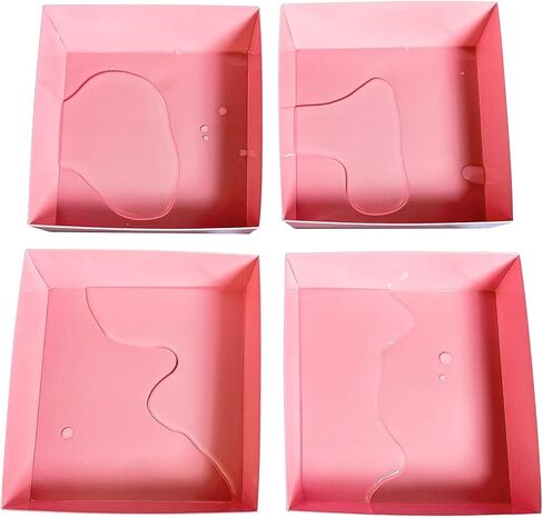 علبة فحم مربعة باللون الوردي مقاس 5 بوصات من CHERRY مع أغطية شفافة، صناديق آمنة للمخبز من الورق المقوى مقاس 5.4 × 5 بوصات لصناديق الطعام والحلوى الصغيرة، حاوية شريحة كعكة من صندوق بينتو الورقي، عبوة من 30 قطعة in Kuwait