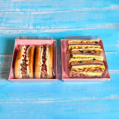 علبة فحم مربعة باللون الوردي مقاس 5 بوصات من CHERRY مع أغطية شفافة، صناديق آمنة للمخبز من الورق المقوى مقاس 5.4 × 5 بوصات لصناديق الطعام والحلوى الصغيرة، حاوية شريحة كعكة من صندوق بينتو الورقي، عبوة من 30 قطعة in Kuwait