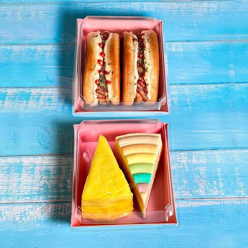 علبة فحم مربعة باللون الوردي مقاس 5 بوصات من CHERRY مع أغطية شفافة، صناديق آمنة للمخبز من الورق المقوى مقاس 5.4 × 5 بوصات لصناديق الطعام والحلوى الصغيرة، حاوية شريحة كعكة من صندوق بينتو الورقي، عبوة من 30 قطعة in Kuwait