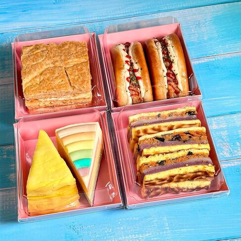 علبة فحم مربعة باللون الوردي مقاس 5 بوصات من CHERRY مع أغطية شفافة، صناديق آمنة للمخبز من الورق المقوى مقاس 5.4 × 5 بوصات لصناديق الطعام والحلوى الصغيرة، حاوية شريحة كعكة من صندوق بينتو الورقي، عبوة من 30 قطعة in Kuwait