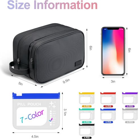 مجموعة منظم حبوب الدواء المقاومة للماء، منظم حبوب الدواء الكبير شهريًا، تخزين حبوب الدواء مع 28 قطعة من أكياس الأدوية المرمزة بالألوان، منظم أدوية السفر القابل لإعادة الاستخدام، منظم حبوب الدواء بسحاب in Kuwait