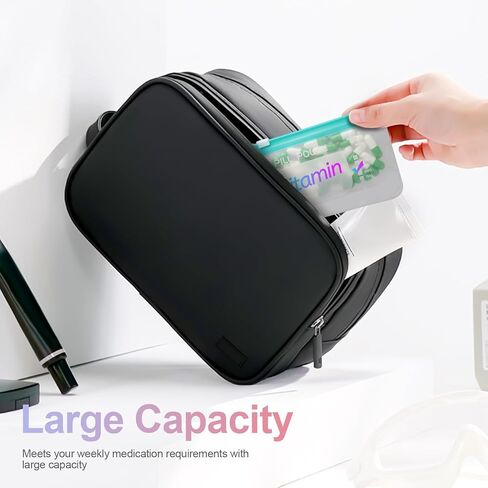 مجموعة منظم حبوب الدواء المقاومة للماء، منظم حبوب الدواء الكبير شهريًا، تخزين حبوب الدواء مع 28 قطعة من أكياس الأدوية المرمزة بالألوان، منظم أدوية السفر القابل لإعادة الاستخدام، منظم حبوب الدواء بسحاب in Kuwait