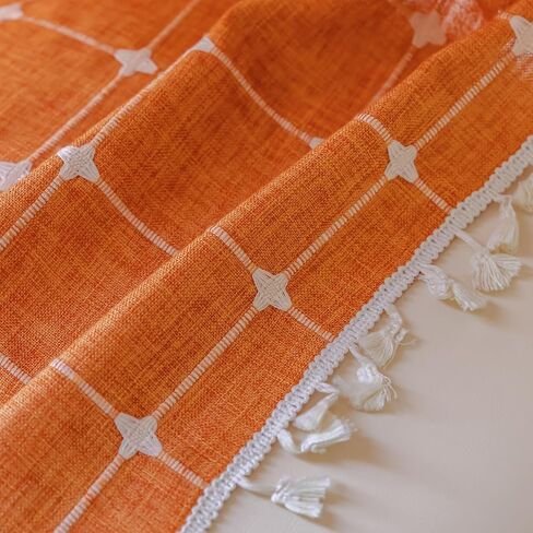 2 لوحة قطن كتان بوهو ستائر بطول 84 بوصة لغرفة المعيشة وغرفة النوم والمطبخ وشبكة منقوشة شبه معتمة على شكل نافذة مزرعة بوهيمية معالجة لنوافذ المزرعة، شرابات، أوريجان in Kuwait