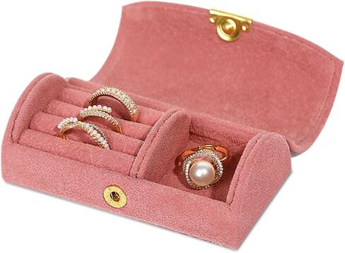 Mini Earring Jewelry Travel Case, Portable Traveling Jewelry Organizer Storage Case, Cute Small Jewelry Organizer Box, Jewelry Storage Holder for Womens Girls Rings Earrings Necklaces (Pink) in Kuwait