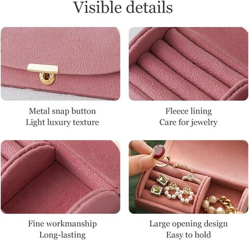 Mini Earring Jewelry Travel Case, Portable Traveling Jewelry Organizer Storage Case, Cute Small Jewelry Organizer Box, Jewelry Storage Holder for Womens Girls Rings Earrings Necklaces (Pink) in Kuwait