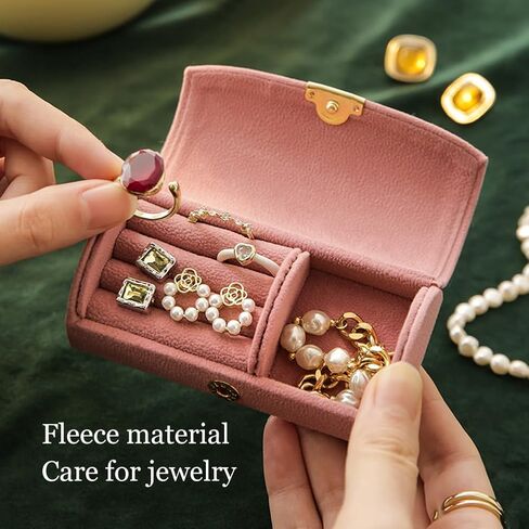 Mini Earring Jewelry Travel Case, Portable Traveling Jewelry Organizer Storage Case, Cute Small Jewelry Organizer Box, Jewelry Storage Holder for Womens Girls Rings Earrings Necklaces (Pink) in Kuwait