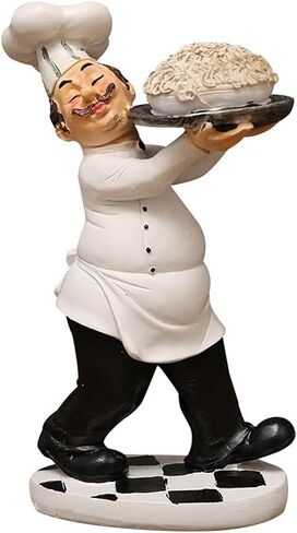 Chef Figurine for Kitchen Decor, Italian Chef Holding A Plate of Pasta Figurines Chef Statue for Countertop, Cabinet, Cupboard Decoration for Home Kitchen Cook Restaurant Décor in Kuwait