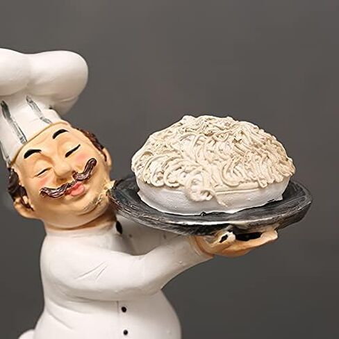 Chef Figurine for Kitchen Decor, Italian Chef Holding A Plate of Pasta Figurines Chef Statue for Countertop, Cabinet, Cupboard Decoration for Home Kitchen Cook Restaurant Décor in Kuwait