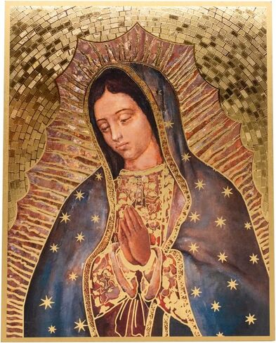 Religious Wall Art | Beautiful Plaques with Gold-Tone Mosaic Pattern Backgrounds | Christian Home Decoration | Great Catholic Gift for Housewarming, First Holy Communion, and Confirmation (Divine in Kuwait