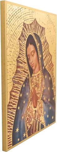 Religious Wall Art | Beautiful Plaques with Gold-Tone Mosaic Pattern Backgrounds | Christian Home Decoration | Great Catholic Gift for Housewarming, First Holy Communion, and Confirmation (Divine in Kuwait