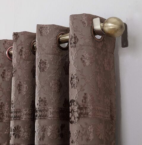Sun Zero Elidah Medallion Bonded Velvet Thermal Extreme Total Blackout Grommet Curtain Panel, 50" x 84", Gray in Saudi Arabia