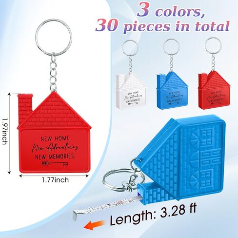 30 Pcs First Time Home Buyers Gifts House Shape Tape Measure Keychains 1m/3ft Real Estate New Home Gifts Closing Gifts for Home Buyers Client Congratulations from Agent Friends in Kuwait