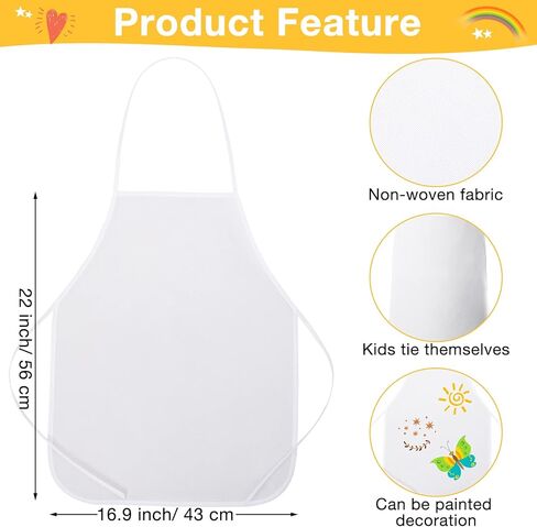 JaGely 60 Pcs Kids Apron and Chef Hat Set with 30 Aprons 30 White Hats Kids Costume Girls Boys ChildCooking Painting Crafting in Saudi Arabia