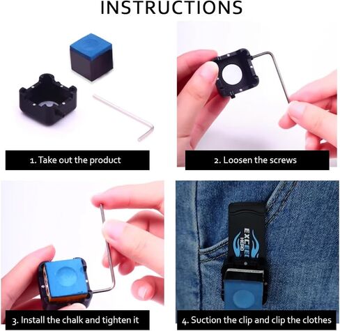 Pool Cue Square Chalk Holder Portable Cue Chalk Holder with Silicone Clip for Chalk Billiard Cue Snooker Accessory in Saudi Arabia