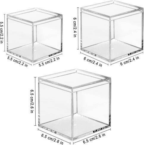 Clear Acrylic Plastic Square Cube, 8-piece Acrylic Clear Box, Long Lasting, with Lid, Acrylic Square Container is Suitable for Storing Candy, Small Accessories, Cosmetics (2.36inch) in Saudi Arabia