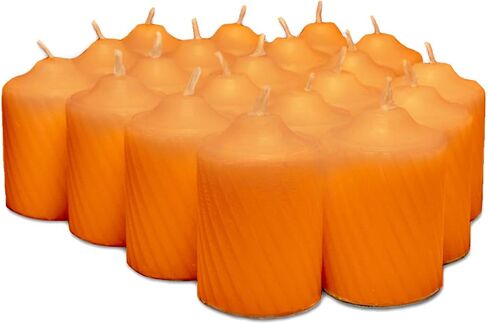Orange Pumpkin Scented Votive Candles - 15 Hour Long Burn Time - Textured Finish - Box of 20 in Saudi Arabia