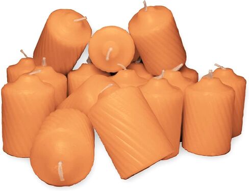 Orange Pumpkin Scented Votive Candles - 15 Hour Long Burn Time - Textured Finish - Box of 20 in Saudi Arabia