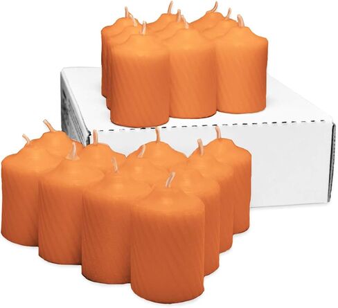 Orange Pumpkin Scented Votive Candles - 15 Hour Long Burn Time - Textured Finish - Box of 20 in Saudi Arabia