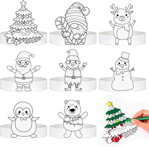 Zhanmai 48 Pcs Holiday Headbands Craft Kits Paper Crowns Art Party Hats for Kids Color Your Own Activities Supplies in Kuwait