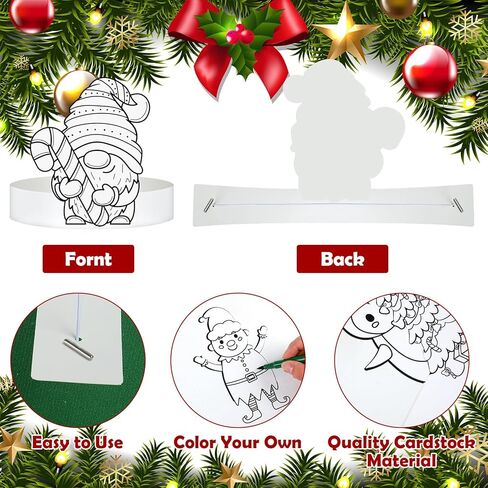 Zhanmai 48 Pcs Holiday Headbands Craft Kits Paper Crowns Art Party Hats for Kids Color Your Own Activities Supplies in Kuwait