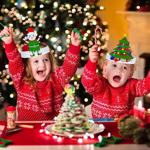 Zhanmai 48 Pcs Holiday Headbands Craft Kits Paper Crowns Art Party Hats for Kids Color Your Own Activities Supplies in Kuwait