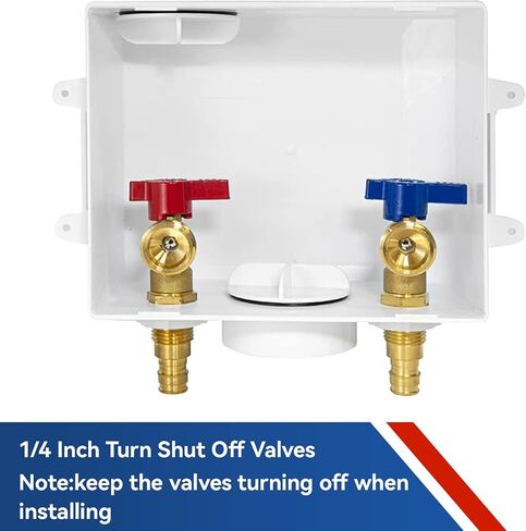 Washing Machine Outlet Box,1/2 Inch PEX A Expansion F1960 Inlet Connection,3/4 Inch MHT Outlet Male Thread Connection, PEX Box with Center/Side Drain, Washing Box with 1/4-Turn Ball Valves in Kuwait