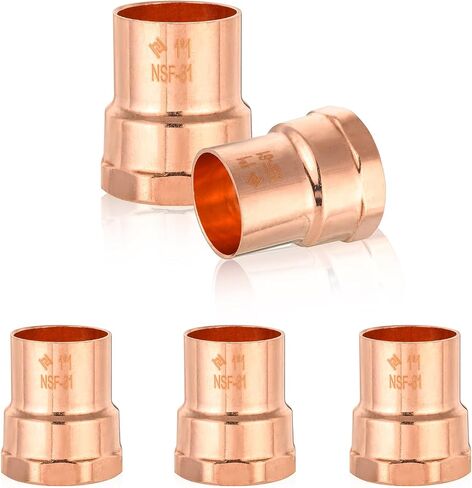5-Pack Copper Fittings, 1-Inch Copper Female Adapter, C x FNPT with Sweat Solder Connection in Saudi Arabia