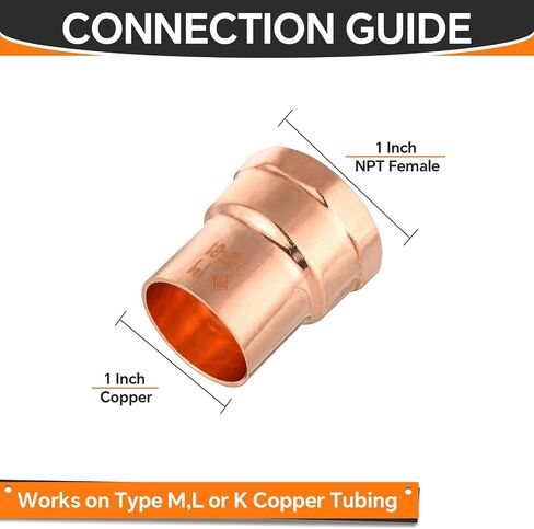 5-Pack Copper Fittings, 1-Inch Copper Female Adapter, C x FNPT with Sweat Solder Connection in Saudi Arabia