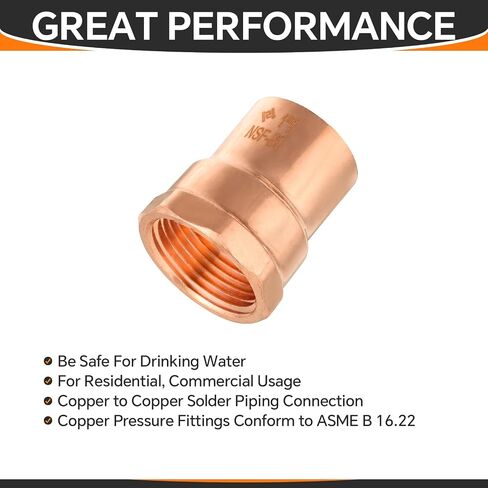 5-Pack Copper Fittings, 1-Inch Copper Female Adapter, C x FNPT with Sweat Solder Connection in Saudi Arabia