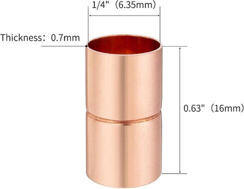 Straight Coupling Copper Fittings 1/4 inch Copper Pipe Welding Joint Connector Adapter For HVAC Air Conditioning in Saudi Arabia
