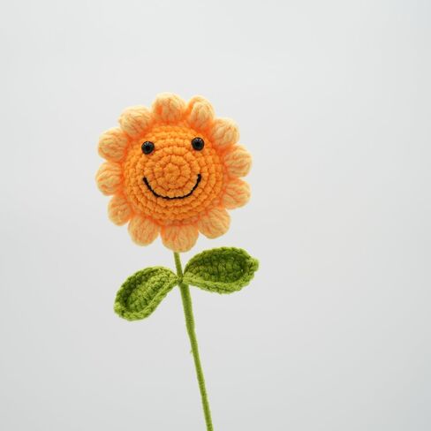 Handmade Crochet Sunflower with Leave and Long Stem (Baby Sunflower, 5 Pieces) in Saudi Arabia