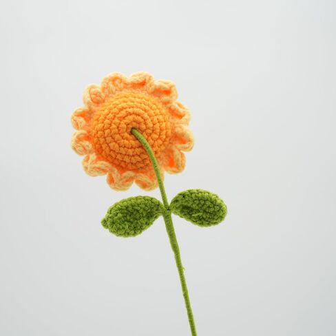 Handmade Crochet Sunflower with Leave and Long Stem (Baby Sunflower, 5 Pieces) in Saudi Arabia