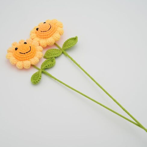 Handmade Crochet Sunflower with Leave and Long Stem (Baby Sunflower, 5 Pieces) in Saudi Arabia