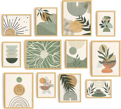 Set 12 Boho Wall Art Black And White Art Prints - Abstract Wall Art, Midcentury Modern Wall Art, Geometric Wall Art Boho Room Decor Aesthetic Gallery Wall Art, Minimalist Room Decor (8x10in UNFRAMED) in Saudi Arabia