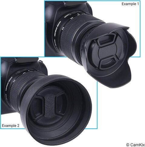 77mm Set of 2 Camera Lens Hoods and 1 Lens Cap - Rubber (Collapsible) + Tulip Flower - Sun Shade/Shield - Reduces Lens Flare and Glare - Blocks Excess Sunlight for Enhanced Photography and Video Foo in Saudi Arabia