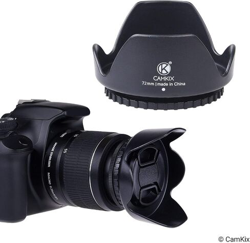 77mm Set of 2 Camera Lens Hoods and 1 Lens Cap - Rubber (Collapsible) + Tulip Flower - Sun Shade/Shield - Reduces Lens Flare and Glare - Blocks Excess Sunlight for Enhanced Photography and Video Foo in Saudi Arabia