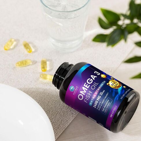 Triple Strength Omega 3 Fish Oil 2400 mg Softgels, Nature's Fish Oil Supplements, Brain & Heart Health Support - EPA & DHA, 1200 MG Fish Oil in Each Softgel, Omega-3 Supplement - 60 Fish Oil Softgels in Saudi Arabia