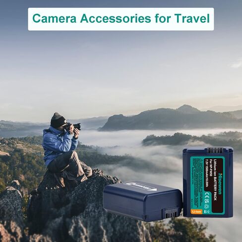 Hisewen NP-FW50 بطارية 2 حزمة وشاحن متوافق مع كاميرات Sony A6000 A6300 A6400 A6500 A7 A7II A7RII A7SII A7S A7S2 A7R A7R2 A5100 A5000 RX10 RX10II III in Saudi Arabia