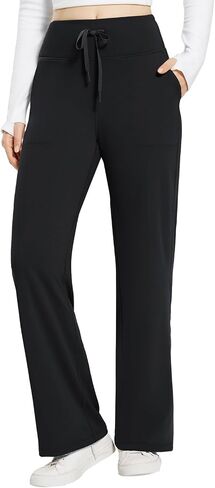 BALEAF Womens Fleece Lined Pants Winter Wide Leg Sweatpants with Pockets Yoga Lounge Pants Drawstring in Saudi Arabia
