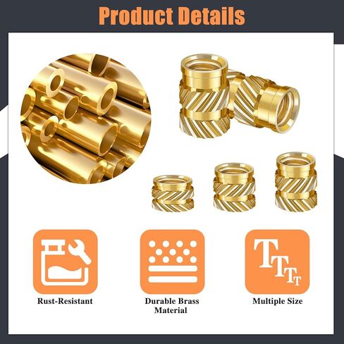 200 Pcs M4 Threaded Inserts M4 Heat Set Insert Brass Threaded Inserts for Plastic Metric Knurled Nuts Assortment Kit for 3D Printing Components（M4*6 * 6） in Saudi Arabia