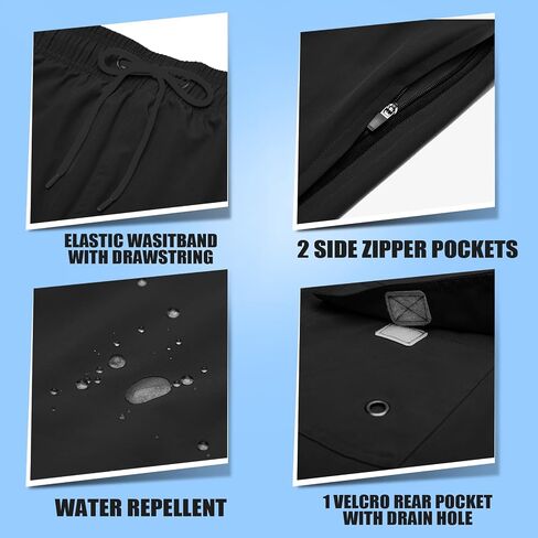 Mens Swim Trunks with Compression Liner Swim Shorts Quick Dry 2 in 1 Bathing Suits with Zipper Pockets in Saudi Arabia