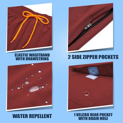 Mens Swim Trunks with Compression Liner Swim Shorts Quick Dry 2 in 1 Bathing Suits with Zipper Pockets in Saudi Arabia